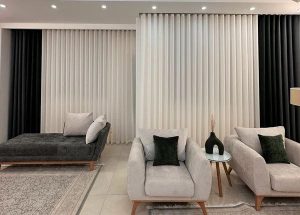 خرید پرده مینیمال شیک مناسب پذیرایی جنس حریر و مخمل